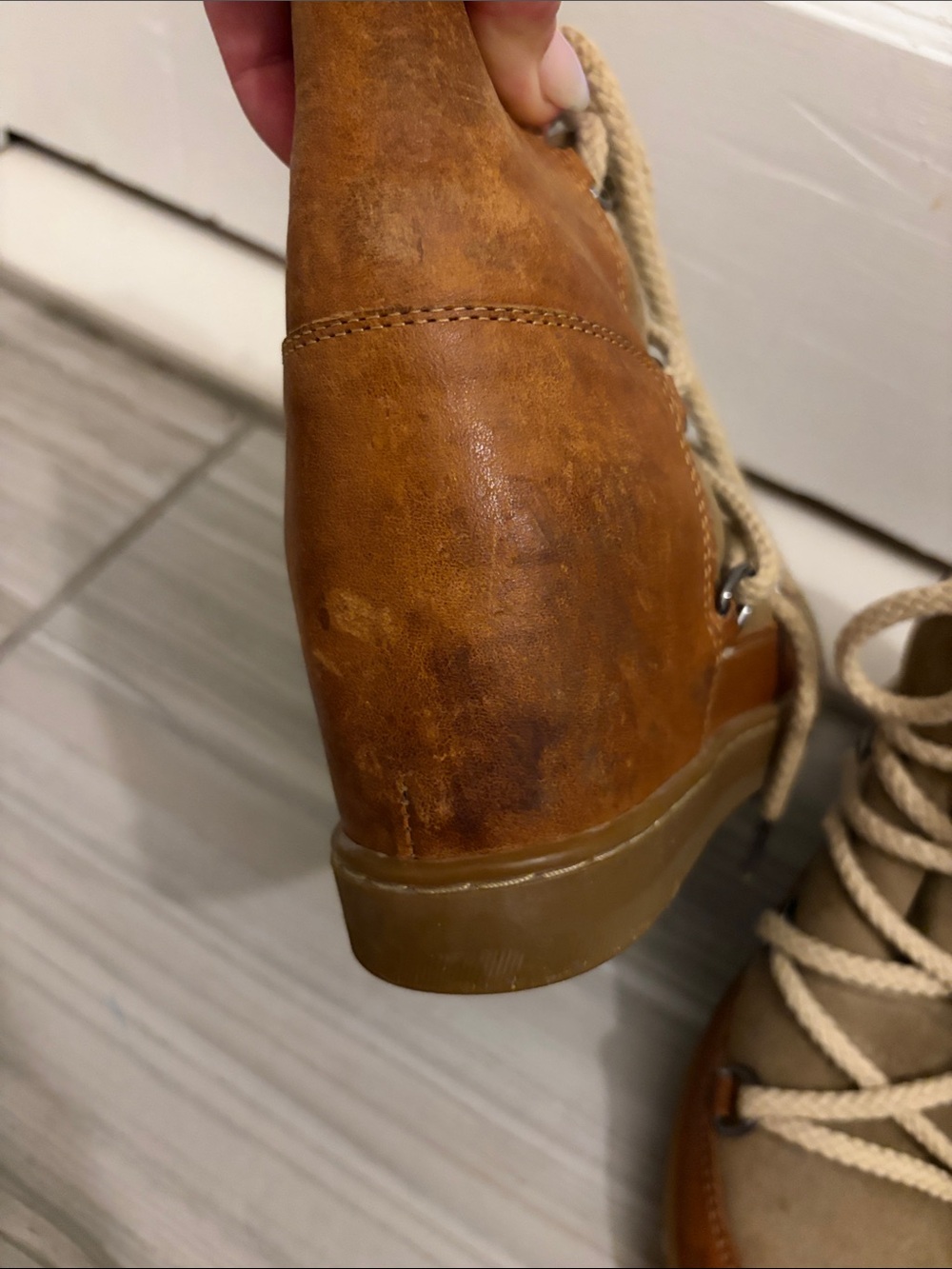 Isabel Marant Nowles Tan & Cream Lace-Up Shearling Winter Boots - Picture 6 of 11